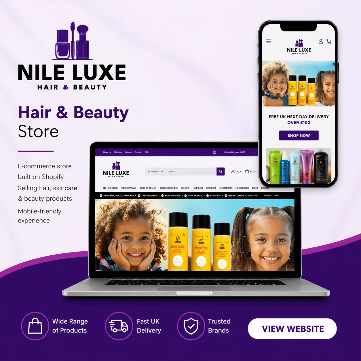 Shopify storefront design for Nile Luxe, a beauty and cosmetics brand