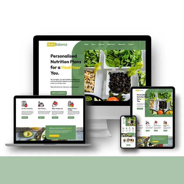 Website design for NutriBalance, a nutrition and wellness brand